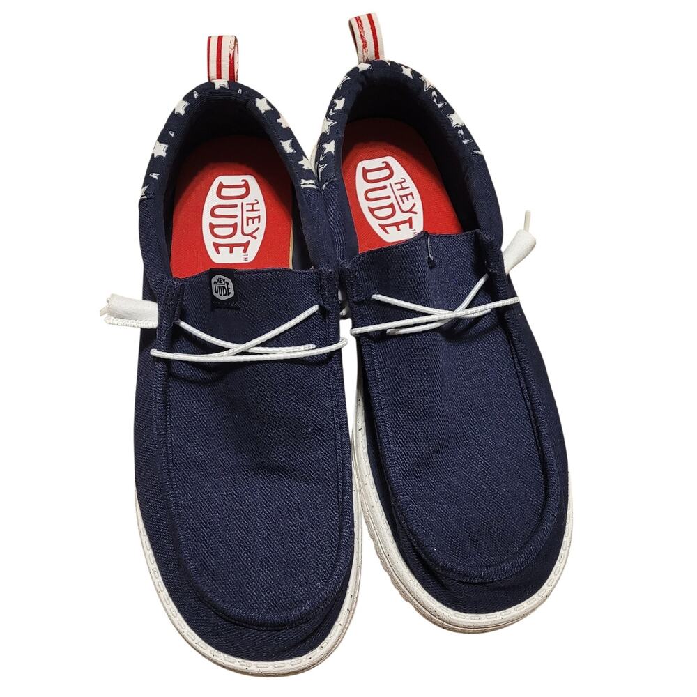 Hey Dude Men's Wally Funk Americana Stars Slip-On Shoes Foam Insole Size 13 EUC - Picture 2 of 7